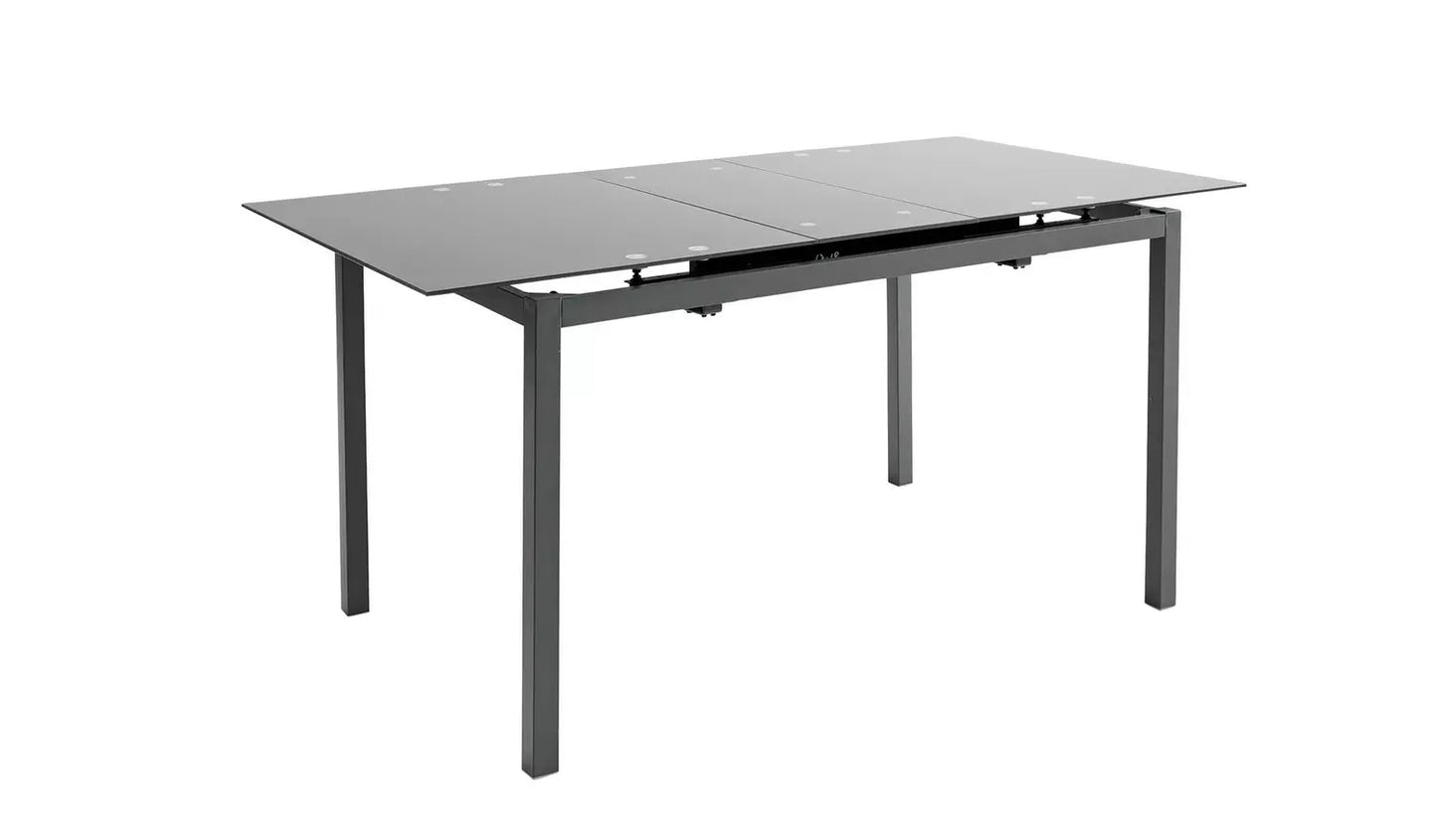 Lido Glass Extending Dining Table & 6 Grey Chairs